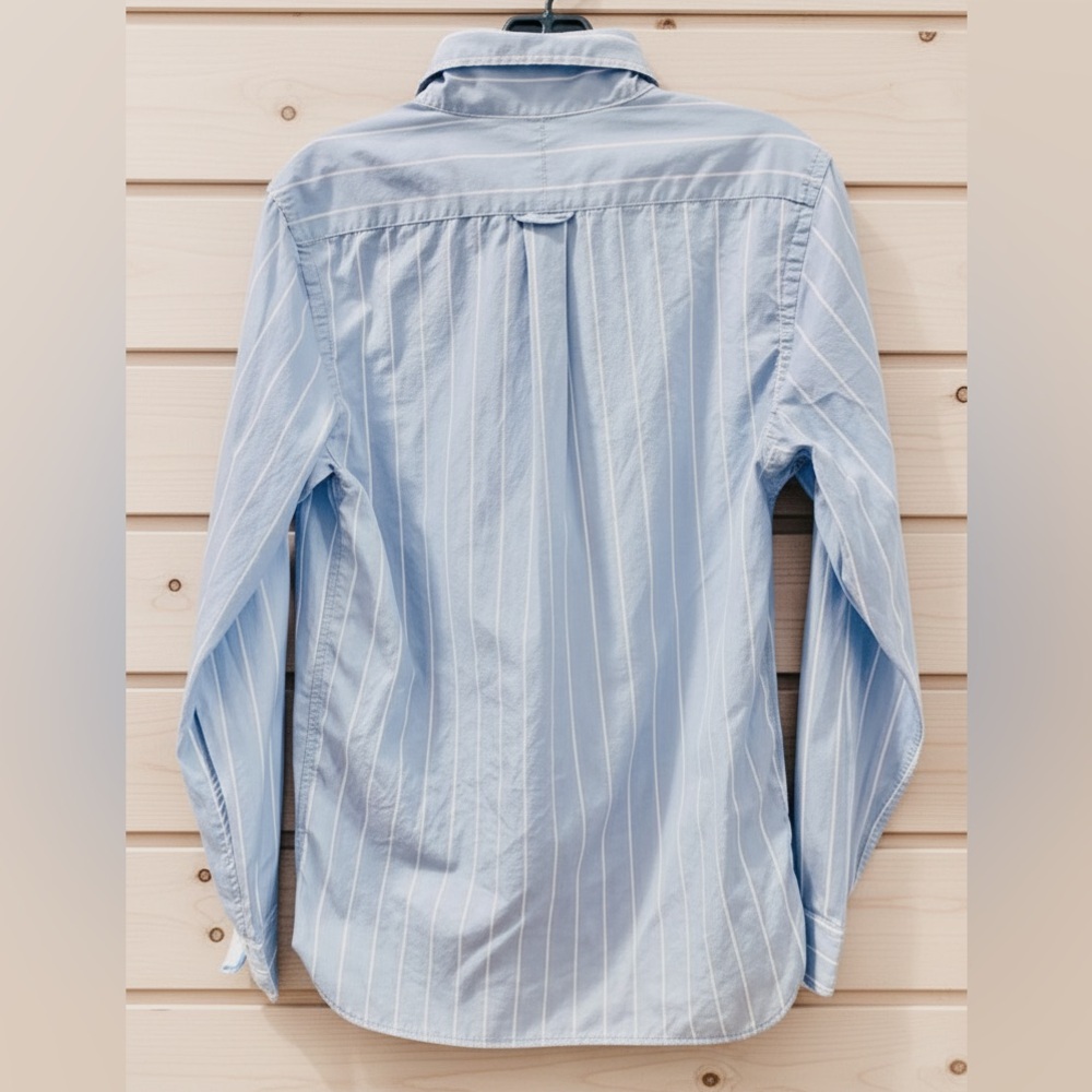 AYR Light Blue and White Striped Button-Down Shirt - Picture 7 of 8